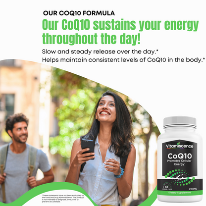 CoQ10, One Pack, 200mg, 60 Capsules Count. Promotes Cellular Energy, Antioxidant, Co q10 Supplements