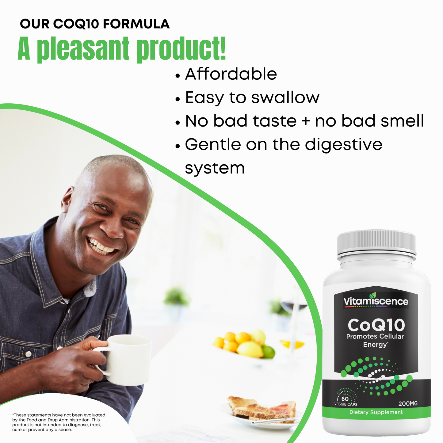 CoQ10, One Pack, 200mg, 60 Capsules Count. Promotes Cellular Energy, Antioxidant, Co q10 Supplements